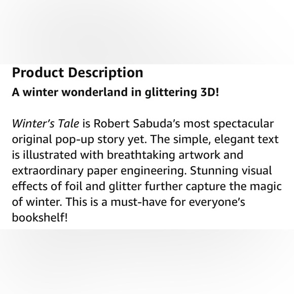 Robert Sabuda Pop Up Book, A Winters Tale - Picture 7 of 7